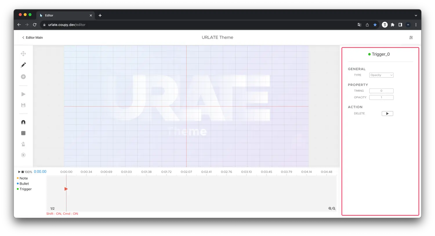 Opacity Trigger Settings